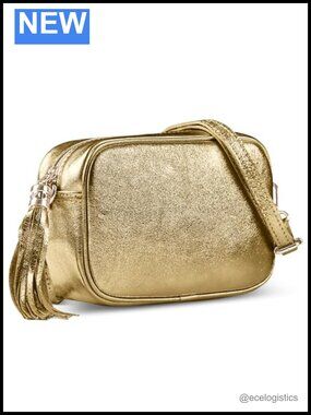 Genuine Metallic Suede Crossbody Bag Structured Small Leather Purse Womens